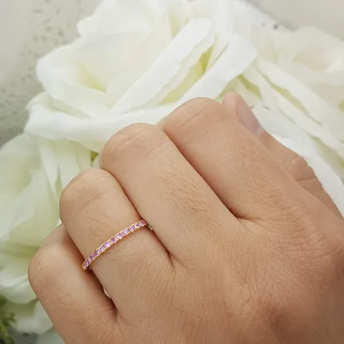 Vista 7 de Dazzlingrock Collection Round Gemstone or Diamond Elegant Wedding Band for Women in Gold