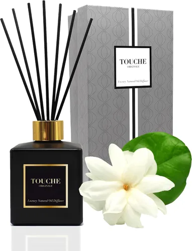 Vista 8 de Touche - Difusor de caña natural de lujo. Fragancia perfumada para el hogar de larga duración. Aceite esencial natural sin alcohol. Botella de Higo
