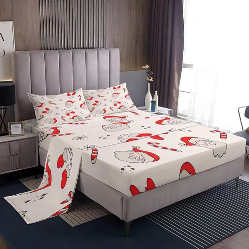 Vista 34 de Juego de sábanas tamaño individual, sábanas para árbol de Navidad, sábanas y fundas de almohada de microfibra de 3 piezas, juego de sábanas