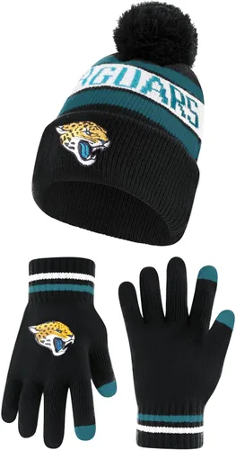 Vista 32 de Ultra Game Gorro de punto de invierno oficial de la NFL para jóvenes, súper suave, con guantes extra cálidos para pantalla táctil Color del equipo 1