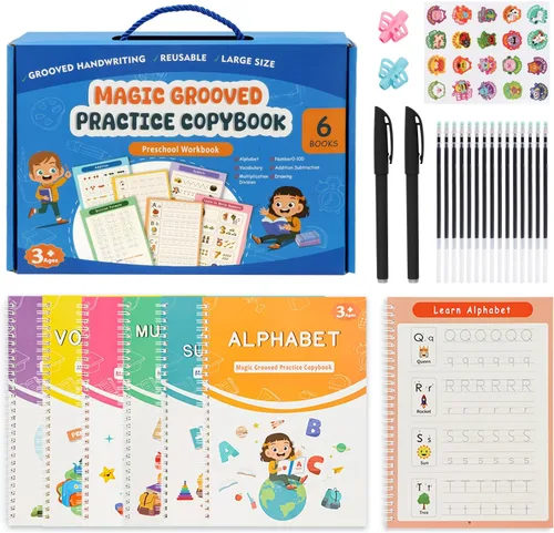 Vista 7 de AALGO Libros de práctica de escritura grandes con ranuras mágicas, práctica de escritura a mano reutilizable para niños de 8 a 10 años, libro