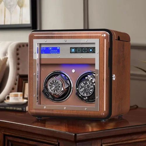 Vista 7 de Automatic Watch Winder, Luxury Walnut Watch Winder for Rolex with Quiet Motor and Adjustable Upgraded Watch Pillows, AC Adapter Watch Winder Box for