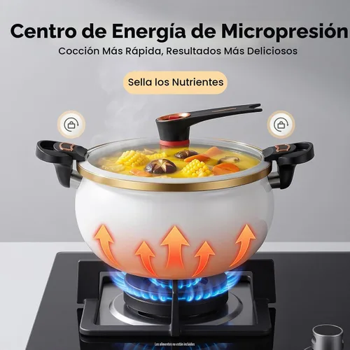 Vista 4 de Olla a presión micro de 8 L/8.45 cuartos de galón, olla multifunción de micro presión con tapa transparente, olla de barro de pie con asas Blanco