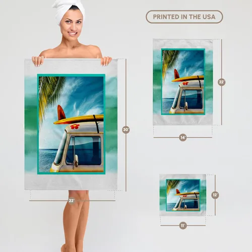 Vista 5 de 3dRose - Vintage Van with Surfboard - Towel - (twl-99540-3)