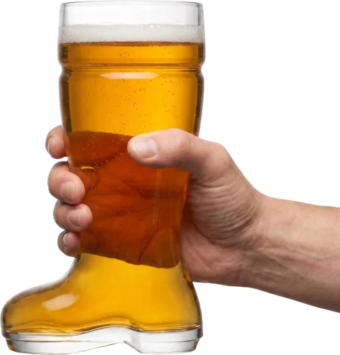 Vista 3 de Final Touch 1 litro de vidrio de cerveza Das Boot (GG5001) Large 33oz (1L) capacity, classic German-style boot shape, machine-blown glass, novelty