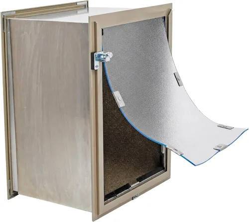 Vista 11 de Hale Pet Door Modelo de pared Puertas para gatos y perros Túnel ajustable que se adapta a paredes de hasta 10 pulgadas de ancho Solapas