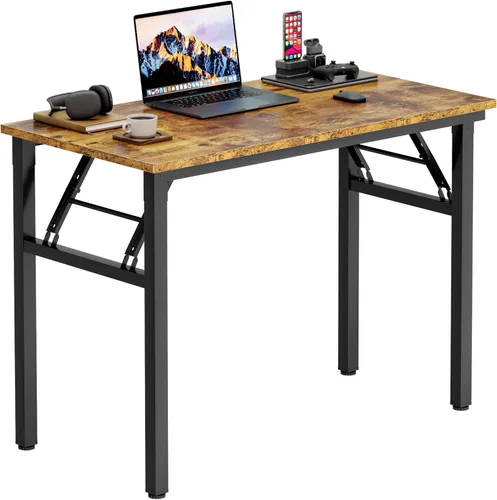 Vista 27 de Need - Escritorio plegable de 31 1/2" sin ensamblaje, mesa pequeña para computadora, escritorio robusto y resistente para espacios pequeños, marco