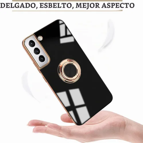 Vista 2 de Funda compatible con Samsung Galaxy S22 con soporte de anillo Negro