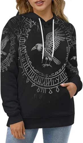 Vista 6 de ENLACHIC Sudadera con capucha con estampado digital 3D de tatuaje vikingo para hombre