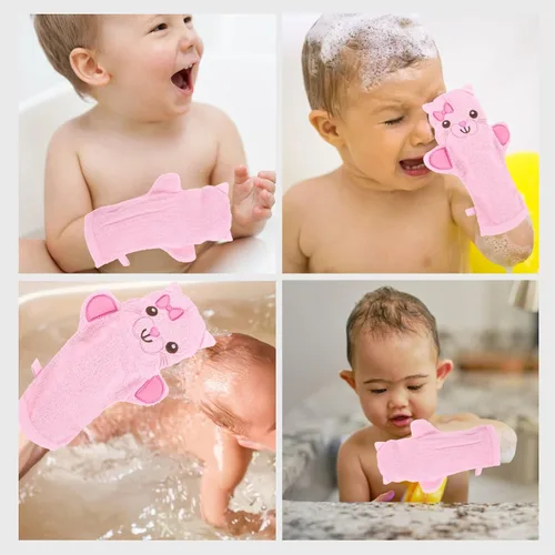 Vista 2 de Guantes de baño, guantes de ducha, guantes exfoliantes, guantes exfoliantes para la piel, guantes exfoliantes para el cuerpo, guantes para niños