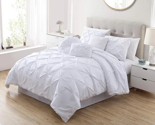 Vista 26 de Chezmoi Collection - Juego de ropa de cama modelo Sydney, 7 piezas, con pliegues decorativos