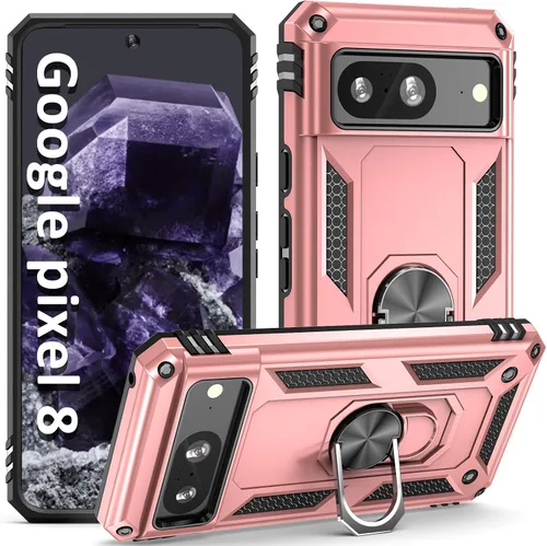 Vista 15 de ADDIT Pixel 8 - Funda para Google Pixel 8, con anillo de soporte, soporte ajustable, grado militar, protección resistente, a prueba de golpes