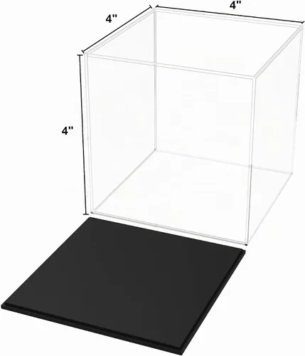 Vista 5 de Vitrina de acrílico completamente ensamblada, caja de acrílico transparente de 4 pulgadas para exhibición de coleccionables, vitrina de vidrio