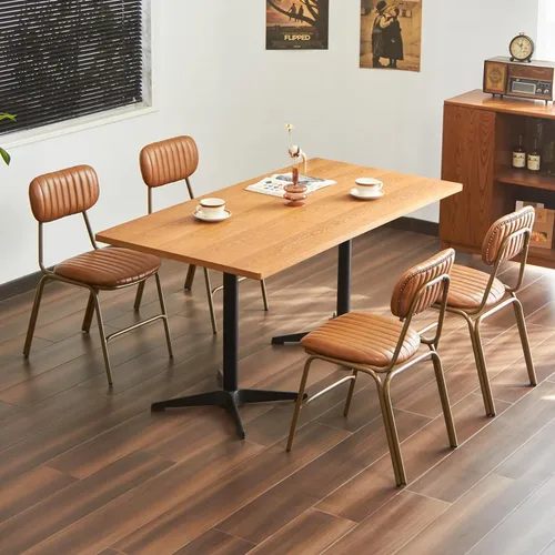 Vista 11 de Juego de 2 sillas de comedor modernas de mediados de siglo, sillas retro con asiento/respaldos tapizados de piel sintética y patas de metal Negro