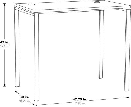 Vista 3 de OSP Home Furnishings Prado - Escritorio para oficina en casa, 48 pulgadas, 42 pulgadas, 48 pulgadas de ancho x 42 pulgadas de alto, color negro