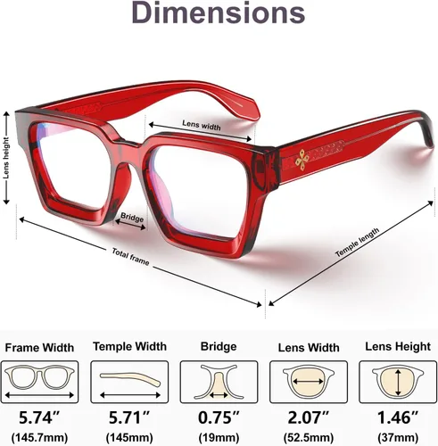 Vista 7 de VISOONE Paquete de 2 Gafas de Bloqueo de Luz Azul con Marco Rectangular y Aspecto Elegante Preppy para Mujeres y Hombres RIVER