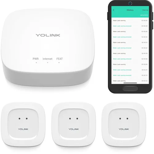 Vista 9 de Kit de inicio de fugas de agua YoLink: Hub + 2 sensores de fuga 1 (silencioso), LoRa de largo alcance, alertas por aplicación/SMS/correo