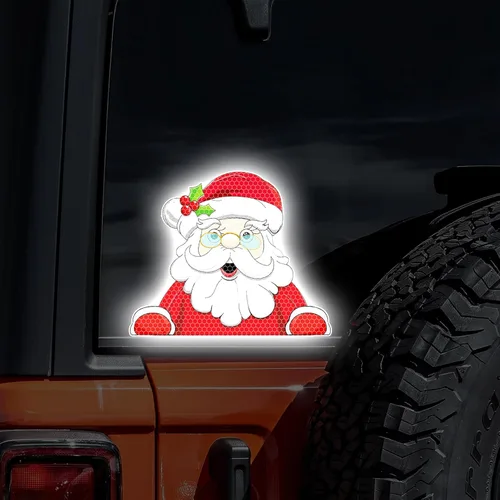 Vista 63 de Pegatina Navideña de Papá Noel Asomado, Lindas Pegatinas de Venado y Muñeco de Nieve para Ventana, Adhesivos para Parachoques de Coche, Adornos