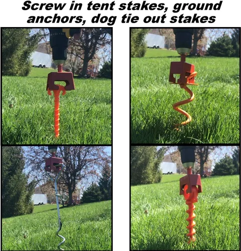 Vista 5 de Keyfit Tools Taladro Staker de velocidad de anclaje de tierra en tus anclajes de suelo en espiral de alta resistencia en segundos. Funciona