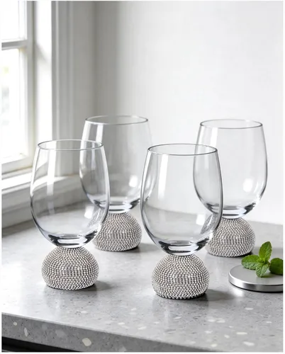 Vista 18 de Juego de flautas de champán de 4, vasos de champán sin tallo para boda, vasos de mimosa de cristal irrompibles y elegantes, flautas de champán de 10