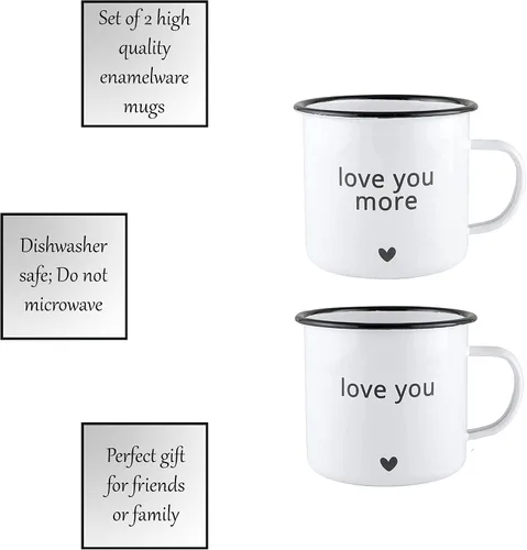 Vista 6 de Santa Barbara Design Studio Tazas de café esmaltadas para boda, juego de 2, Love You More