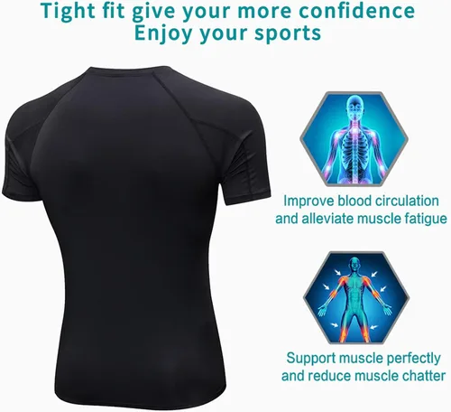 Vista 7 de SPVISE Paquete de 2 o 4 camisetas de compresión de manga corta para hombre, camisetas de entrenamiento, gimnasio, camiseta deportiva de capa base