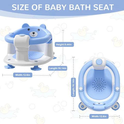 Vista 6 de Asiento de baño para bebés de 6 meses en adelante, asientos de baño antideslizantes para bebés sentados, silla de bañera segura para bebés y recién