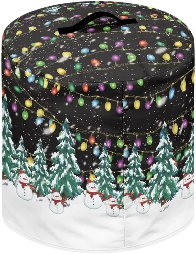 Vista 2 de Gomyblomy Funda para freidora de aire para árbol de Navidad, protector lavable para olla de arroz con asa y bolsillo, elegante y duradera, cubierta