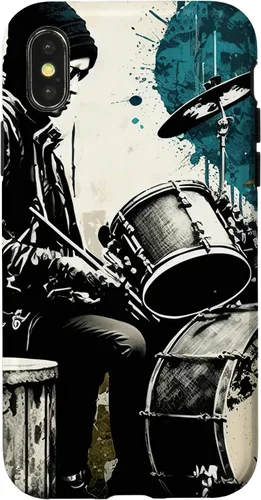 Vista 5 de Black White Drummer Music Lover Drumming Drummer Graphic Case for iPhone 17