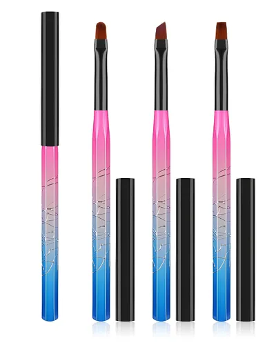Vista 9 de 3 piezas de brochas de limpieza de arte de uñas, brochas de uña redondas/anguladas/planas resistentes a la acetona para remover esmalte de gel