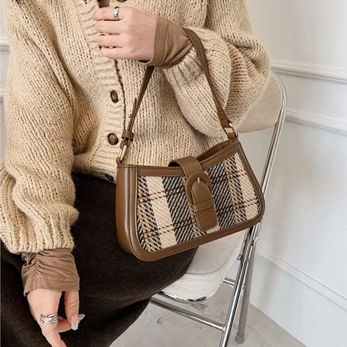 Vista 6 de RTGGSEL Women's Contrast Color Plaid Striped Saddle Crossbody Shoulder Underarm Satchel Handbag Tote Clutch Purse Hobo Bag