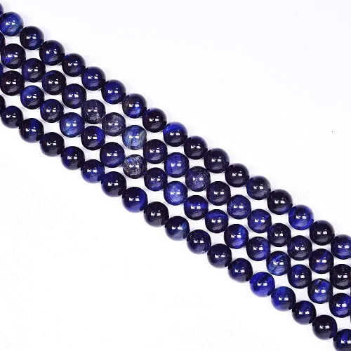 Vista 2 de Cuentas sueltas redondas naturales AAA+ de ojo de tigre azul oscuro, piedra energética, poder curativo para hacer pulseras y joyas, 1 cuerda de 15