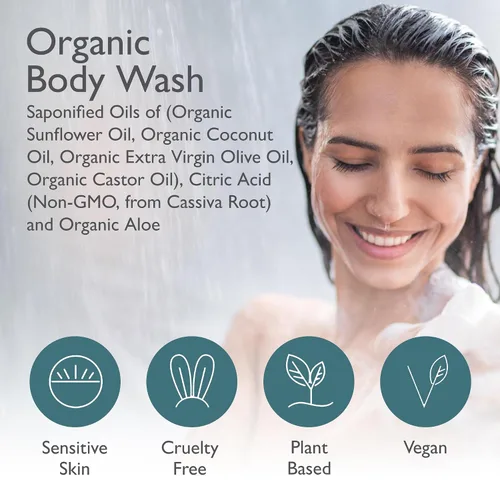 Vista 4 de SoCal Suds & Company Gel de baño orgánico - Jabón líquido suave para manos y cuerpo para hombres y mujeres, fabricado con aceites orgánicos y aceite