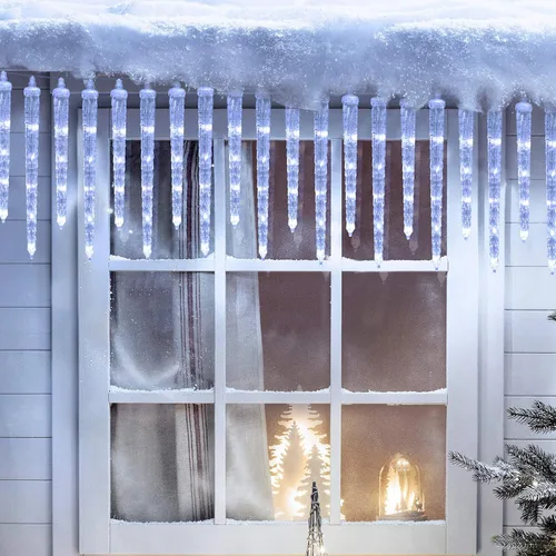 Vista 5 de Toodour Luces de carámbano de Navidad para exteriores, 20 tubos de 90 luces LED de carámbano con 8 modos, cadena de luz de cristal para interiores