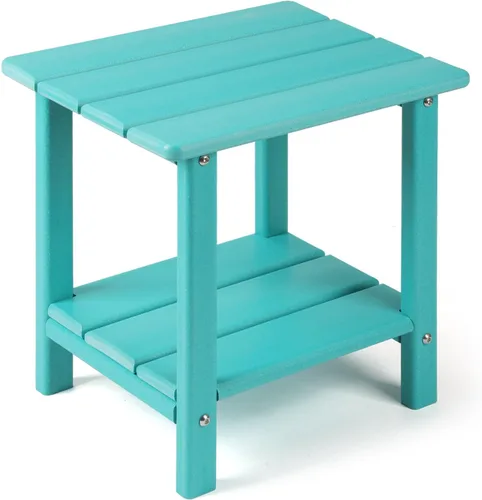 Vista 9 de Apolimi Adirondack - Mesa auxiliar para exteriores, mesa auxiliar de patio resistente de 2 niveles, resistente a la intemperie, mesa auxiliar sólida