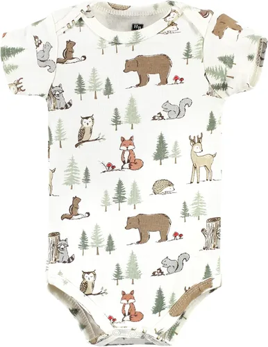 Vista 4 de Hudson Baby - Mamelucos de algodón para bebés niñas, Animales del bosque, paquete de 5