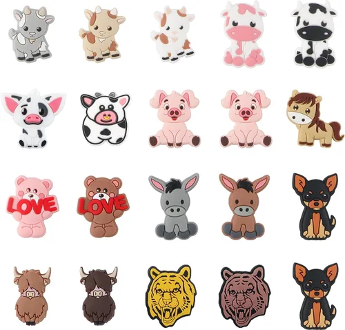 Vista 16 de Sunrony 20 cuentas focales de silicona para hacer llaveros, cuentas de silicona focales de personajes navideños a granel para bolígrafos, pulseras