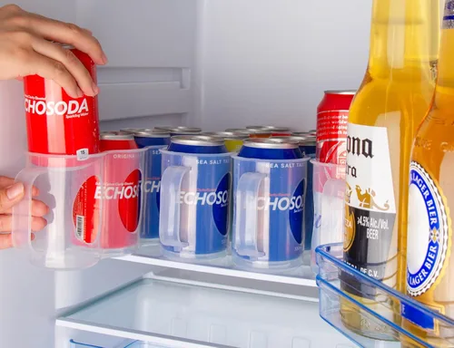 Vista 5 de Organizador portátil de latas de soda para estante de refrigerador, soporte para latas de cerveza, estante deslizante de almacenamiento