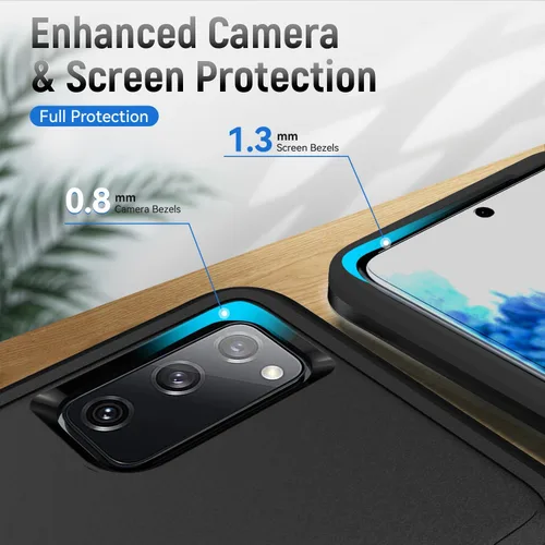 Vista 4 de Samung S20 FE 5G - Funda protectora para Samsung Galaxy S20 FE 5G, con protector de pantalla [probada contra caídas de grado militar], funda Negro
