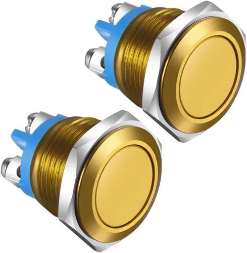 Vista 13 de Gebildet 4 piezas Interruptor de botón de cierre de 12 mm con cabeza elevada, cable de aleación de aluminio 1NO 12V 24V 36V 110V 250V Impermeable