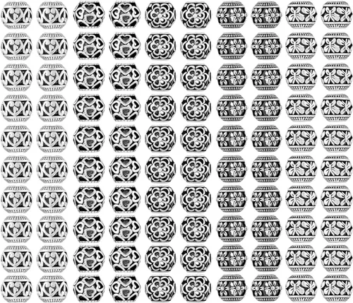 Vista 8 de 40 piezas de cuentas espaciadoras de tubo metálico para fabricación de joyería, cuentas de paracord de agujero grande plateadas, cuentas