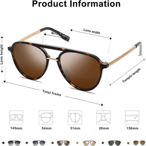 Vista 4 de SOJOS Retro Aviator Polarized Sunglasses for Women Men Double Bridge Ladies Shades SJ2078