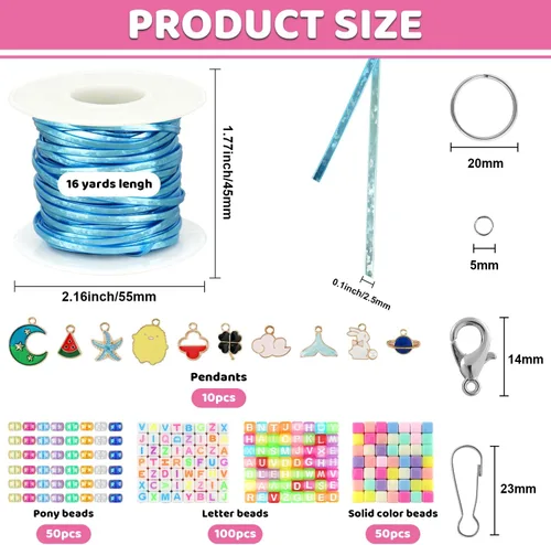 Vista 7 de KAMJUNTAR Kit de cuerda para cordón, 30 rollos de cuerda Gimp de plástico para cordón, kit de 6 cuerdas de plástico para hacer joyas de amistad, kit