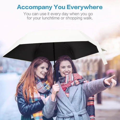 Vista 6 de TradMall - Miniparaguas de viaje, portátil, ligero, compacto, con 95% de protección UV para sol y lluvia
