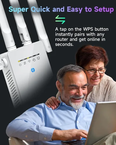 Vista 5 de Amplificador de señal WiFi Extender, WiFi Booster y amplificador de señal glossy white