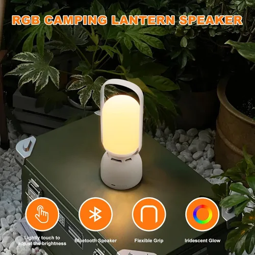 Vista 10 de JackonLux Linterna de campamento con altavoz, linterna portátil recargable para exteriores, 11 modos RGB de color regulable luz nocturna LED
