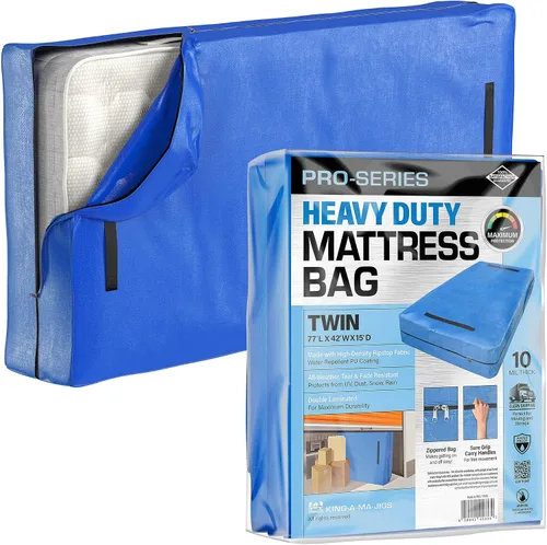 Vista 11 de Protector de colchón Full XL para mudanza y almacenamiento, resistente 10 mil de grosor, impermeable, para mudanzas, cremallera y 8 asas