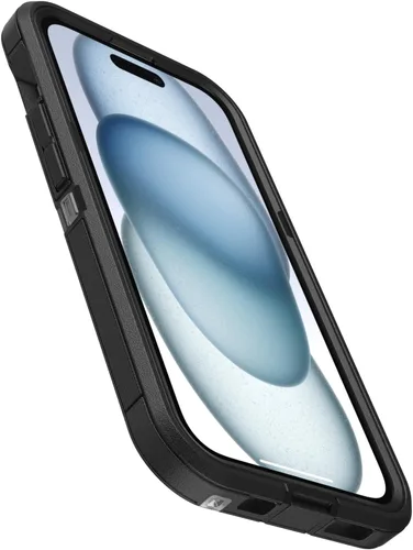 Vista 6 de OtterBox Funda transparente para iPhone 17e, 16e, 15, 14 y 13 Defender Series XT, lado oscuro (negro/transparente), sin pantalla, resistente, a