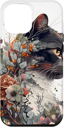 Vista 6 de Funda para iPhone 15 con diseño de gato con diseño de acuarela para jardín botánico