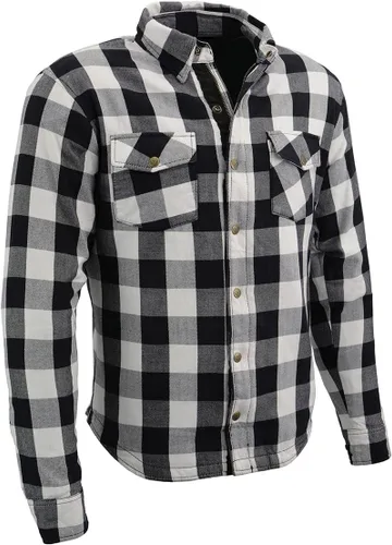 Vista 12 de Milwaukee Leather Camisa de montar de franela blindada a cuadros para hombre con refuerzo de fibra de aramida y armadura extraíble CE - S